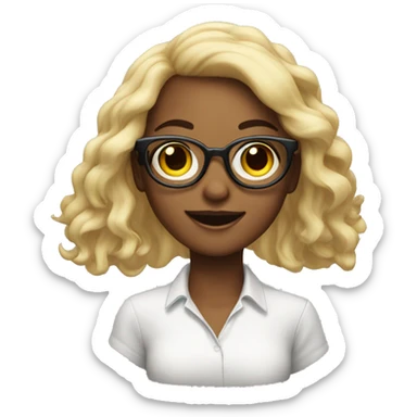 specs girl happy and she is a designer sticker