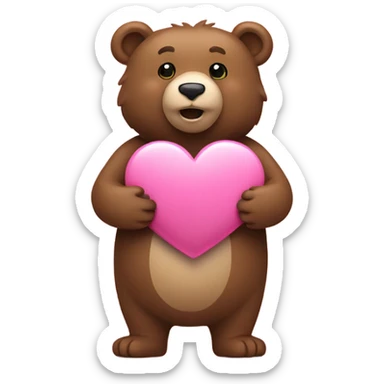 Bear with a pink heart  sticker
