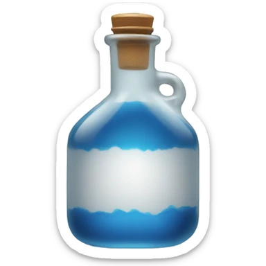 A flask with a blue substance sticker