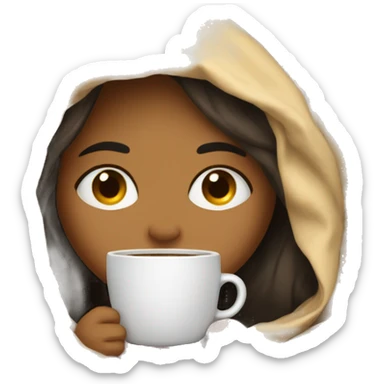 girl inside a blanket sipping coffee eyes closed sticker