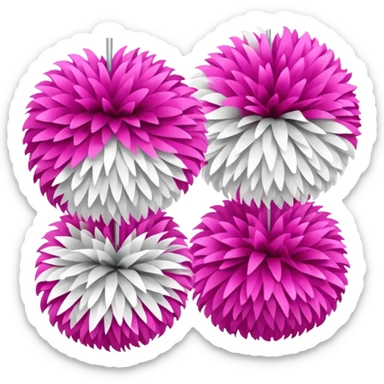 2 pink and white cheer poms sticker