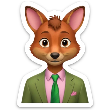 Nick Wilde (pink shirt, green tie, no suit) from the Zootopia Disney movie sticker