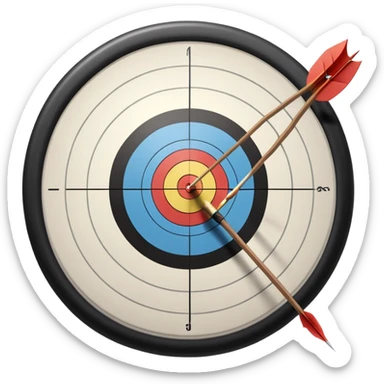 A close-up of a bowstring pulled taut with an arrow aimed at a target. The target's concentric rings are visible in the background, highlighting the focus and precision required for archery. The scene captures the grace and concentration of the sport. sticker