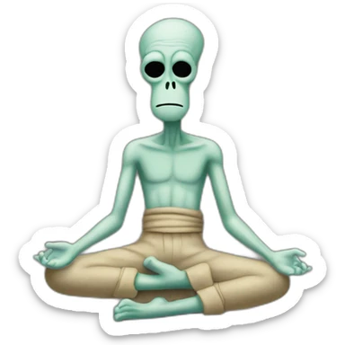 Squidward doing a meditation sticker