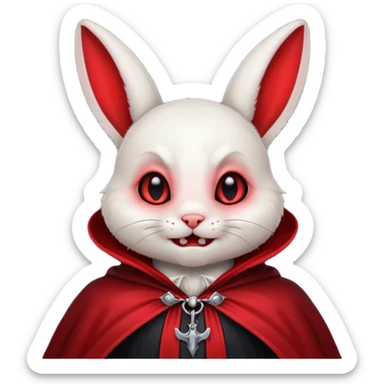 Vampire animal, bunny'  in red collar cloak, red eye, fangs sticker
