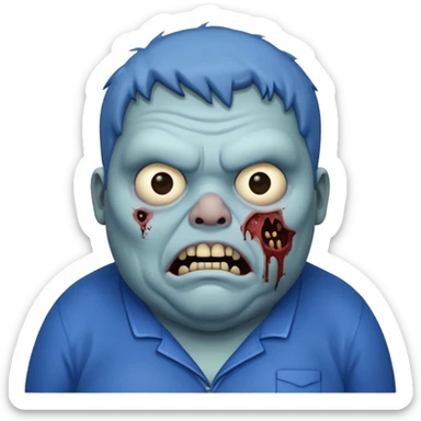 fat zombies blue clothes sticker