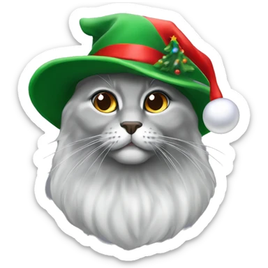Gatto grigio persiano con cappello di Natale sticker
