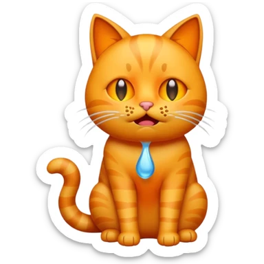 Emoji cat full body hurt and crying orange sticker