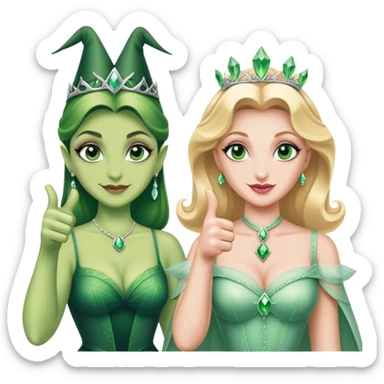 Elephaba and Glinda giving a thumbs up sticker