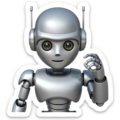 robot picking running, face direct to camera, half body, sticker