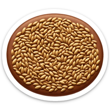 flaxseeds, scatter or pile, smooth oval, reddish-brown, glossy, curved, subtle variation, clean dry firm texture, no bowl spoon packaging or faces, clean 3D, soft shadows, transparent background, emoji scale sticker