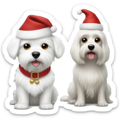  white maltese dog and Santa Claus  sticker