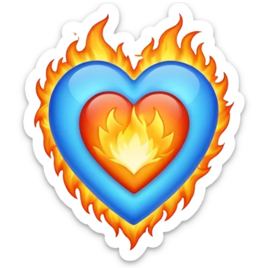 blue heart is fire emoji  sticker