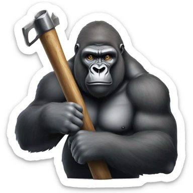 silverback gorilla holding hunting tool sticker