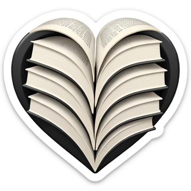  black and white heart + books sticker