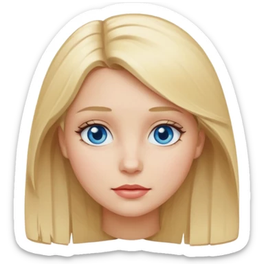 A girl with medium-length blonde hair, blue eyes, small lips.  sticker