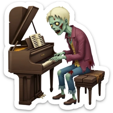 zombie playing piano sticker
