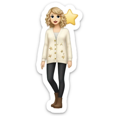 Taylor swift cream cardigan with stars not on anyone remove the person sticker