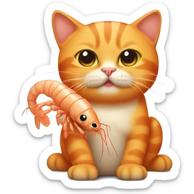 orange cat with the body of a shrimp sticker