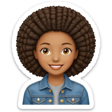 afro girl in jean jacket sticker