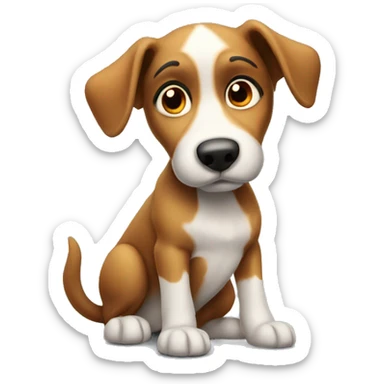 curious dog gazing upward sticker