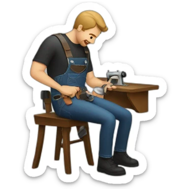 Man sewing a gun holster sticker