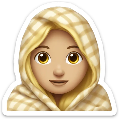blonde girl cozy in a blanket  sticker