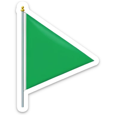 Emoji-style triangular flag, bright green, flat design, no folds or shading, simple and clean, minimalistic, centered on plain white or transparent background, high resolution sticker