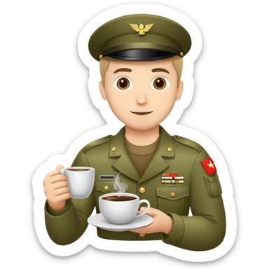 Hazme un soldado tomando una tasa de café  sticker