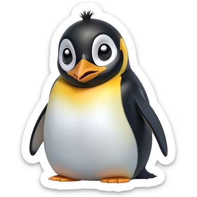 Cinematic Comical Emperor Penguin Portrait Emoji, Head tilted dramatically with an exaggeratedly shocked expression, featuring sleek, polished plumage with wide, comically expressive eyes filled with exaggerated disbelief, Simplified yet hilariously expressive features, highly detailed, glowing with a slightly sassy polar glow, high shine, dramatic yet playful, stylized with an air of cheeky arctic attitude, soft glowing outline, capturing the essence of a meme-worthy penguin that appears ready to side-eye its way into viral internet fame instantly! sticker