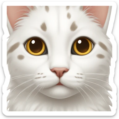 A pure and beautiful white cat has clearly distinguishable brown spots on its head sticker