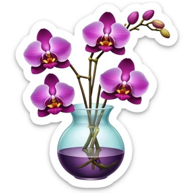 multicolored orchids in a vase sticker