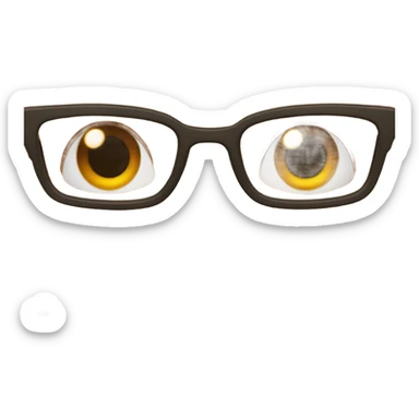 brown-haired person, brownish-green eyes with orange stripes and glasses person sticker