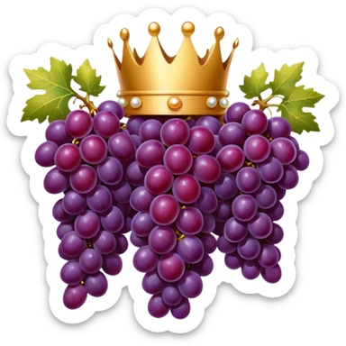 Grand Cru wine symbol, crowned grape cluster, gold accents, deep rich colors, luxury feel, emoji style sticker