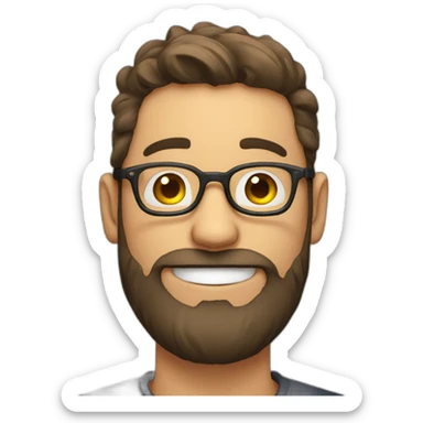 So happy a bearded guy with glasses with heart sticker