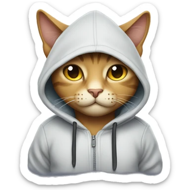 cat wearing hoodie and smirking sticker