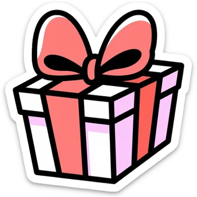 gift box wrapped with ribbon sticker