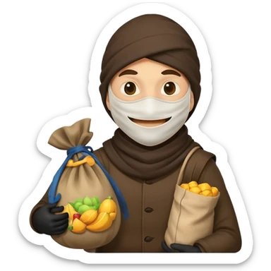 sneaky thief with sack of loot sticker