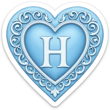 Can you make a baby blue heart with a white letter in the middle in a gothic style, the letter is H sticker