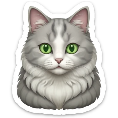 a grey and white cat sitting regally sticker