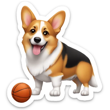 corgi with a basketball sticker