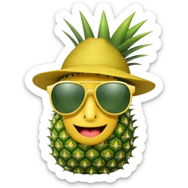 A hat with a sunglasses mixed with and ananas sticker