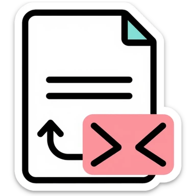 A document with a return arrow, representing a return policy sticker