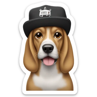 Dog wearing a snoop dogg hat sticker