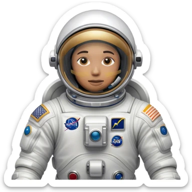 Cinematic Realistic mystery Astronaut visor down – A highly detailed depiction of an astronaut in a state-of-the-art space suit, floating weightlessly in the vast expanse of space. The reflective visor hides the face so we only see the reflection, while intricate suit details and soft lighting create an immersive sense of realism. sticker