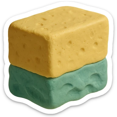 cleaning sponge in claymation style, pastel colors, visible fingerprints sticker
