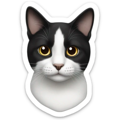 Black and white Cat with black spot near the nose sticker