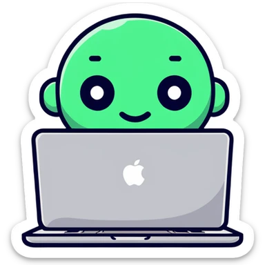 MacBook with a face in an office sticker