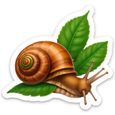 brown Snail with Long hair on leaf sticker