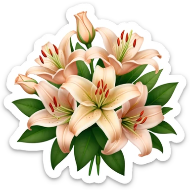 Wedding bouquet of nude lilies and roses sticker